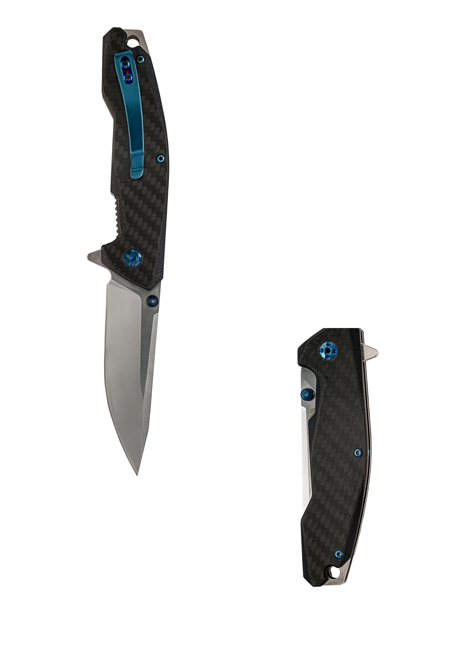 Zenith Rd Score Blade Zenith 8.75” Folding Knife with 3.25” Drop-Point Blade and Carbon Fiber ...